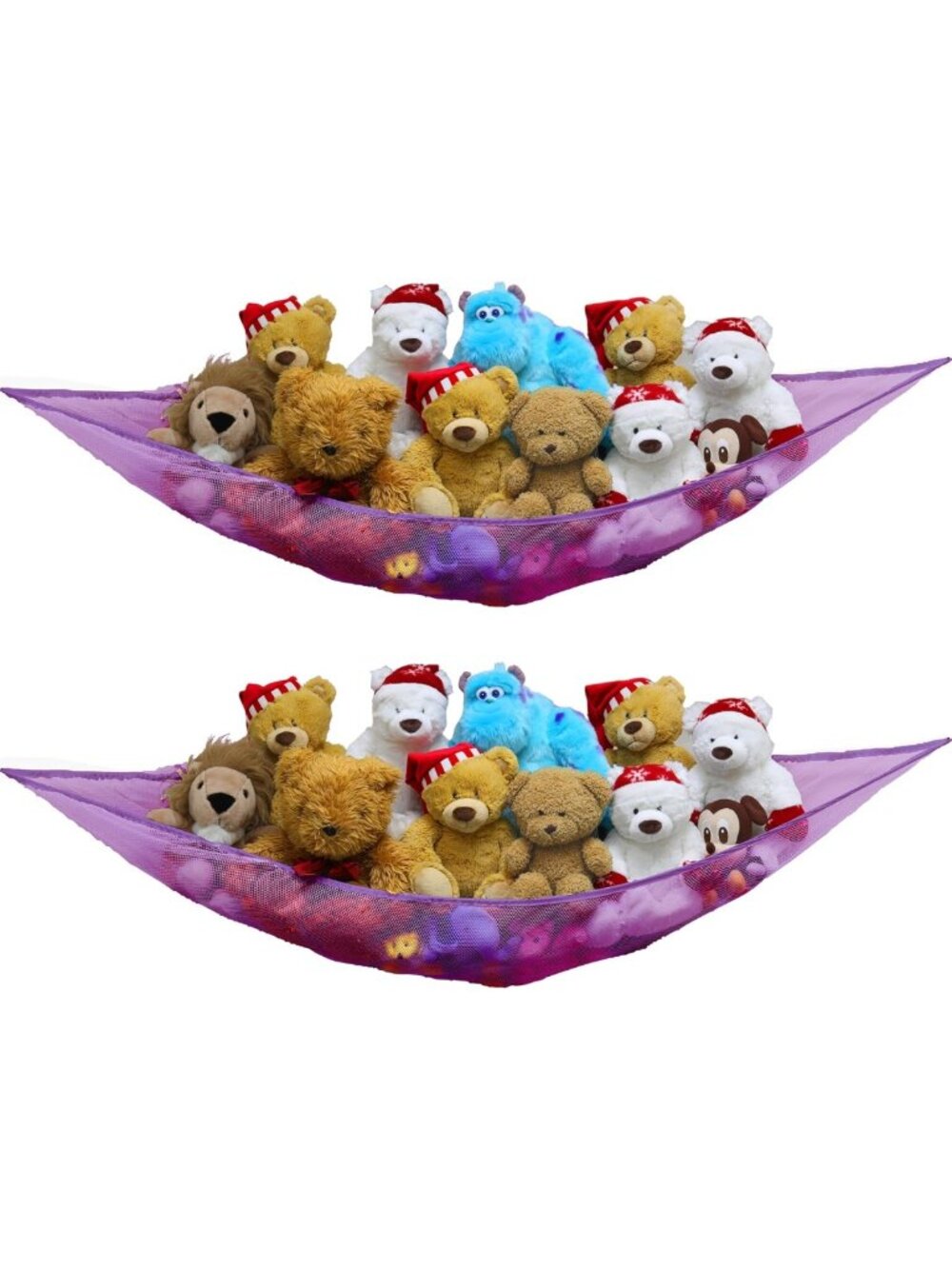 Cozy 2-Pack Stuffed Animal Toy Hammock Net - Purple Storage Solution for Kids